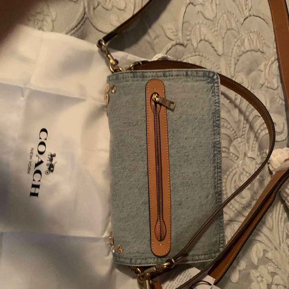 Coach Shabby denim crystal bag. Beautiful!! - Picture 7 of 8